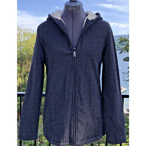 Size M Lady Hathaway Womens Full Zip Sweater Warm Cozy Lined Dark Grey CN